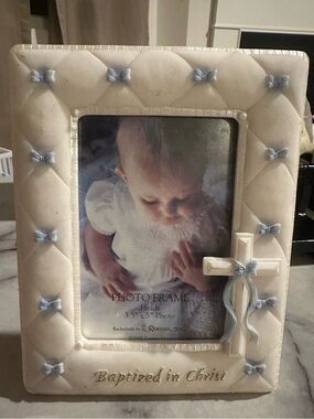 Roma Ivory Keepsake Frame with Light Blue Accents